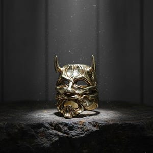 Handmade Brass & Sterling Silver Rings • Oni, Samurai, Jester