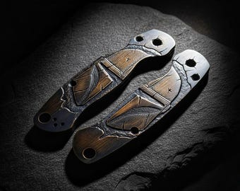 Escalas de casco MANDO de latón tallado a mano para Spyderco Paramilitary 2