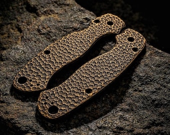 Escamas de cuchillo de latón hechas a mano • Patrón de cráter para Spyderco Paramilitary 2