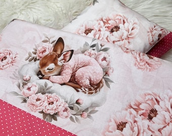 Doll Bedding with Animal, Doll Blanket Pillow, 3-piece Set, For Doll Bed Pram Carrier-Bag, Handmade Bedding, Doll 35 to 53 cm, Plaid