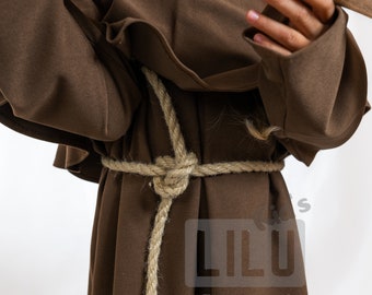 Costume Bambino Monaco Medievale - Con Cappuccio, Croce E Corda - Per Halloween E Carnevale - Foto 8