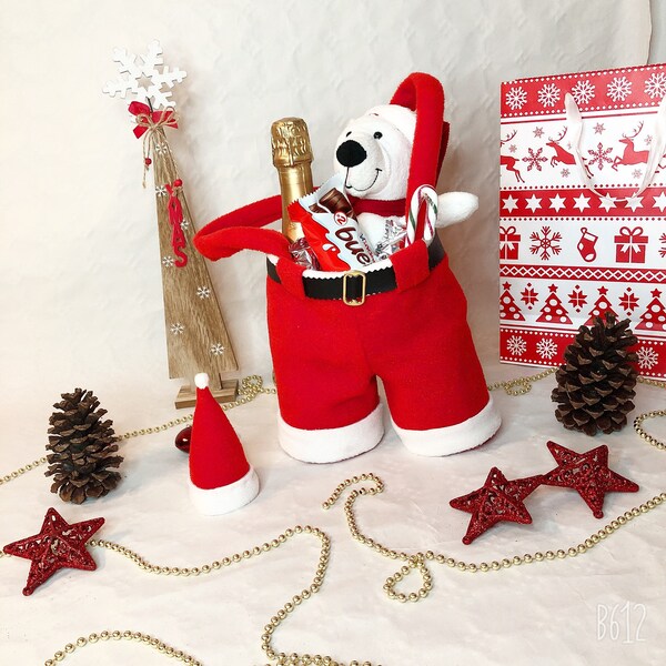 Weihnachtsgeschenk, Dekorationen, Weihnachtsmannhose, hochwertige Weihnachtsmannhose für Geschenke, rote Tasche für Champagner oder Weine, Geschenk, Urlaub