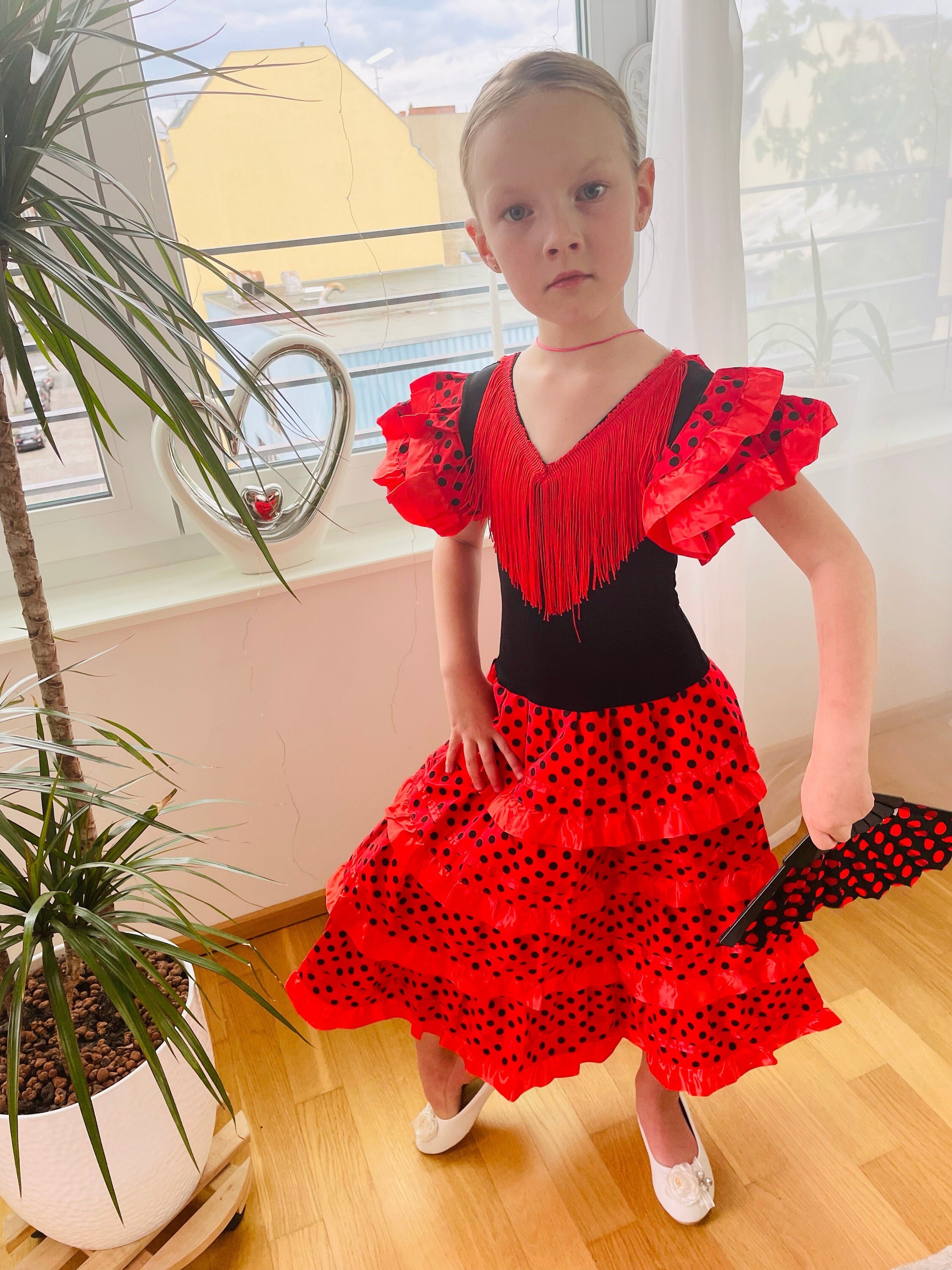 Lito Angels Vestito Flamenco Spagnolo Per Bambine – Abito Lungo Con Fascia E Cerchietto Per Carnevale E Spettacoli