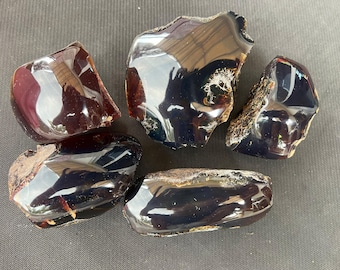 Bluish Amber: Half Polished Indonesian Amber (500gr, 5pc)