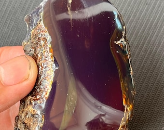 Bluish Amber Stone: Half Polished Indonesian Decor (67gr)