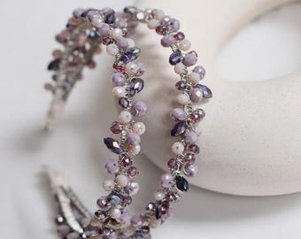Diadema da sposa con perle, copricapo da sposa, cerchietto da sposa con cristalli, elegante accessorio per capelli da sposa, corona da sposa avorio, romantico copricapo da sposa