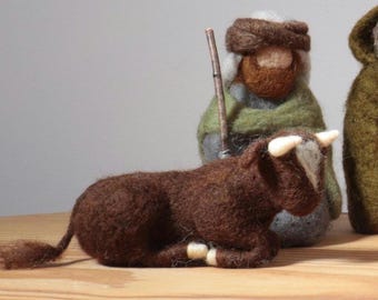 Felted sheep. Felted Bull.  Felted donkey