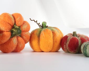 Wool Pumpkins. Soft Autumn Decorations for Your Home. Handmade Felted Pumpkins