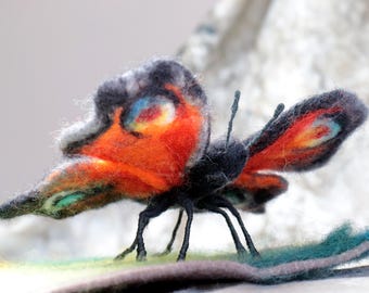 Felted Swallowtail Butterfly, Wool Butterfly Decor, Handmade Nature Art