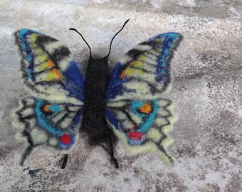 Needle Felted Butterfly from Natural Wool. Needle Felted Fairy Butterfly. Handmade Waldorf Style Butterfly Decoration