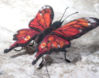 Needle Felted Butterfly from Natural Wool. Needle Felted Fairy Butterfly. Handmade Waldorf Style Butterfly Decoration