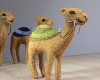 Felted Wool Camel – Handmade Nativity Animal – Christmas Scene or Seasonal Table Decor