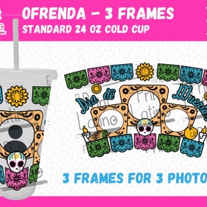 Ofrenda Dia de los Muertos | Day of the Dead  | 3 Frames for Loved Ones, Standard 24oz Cold Cup