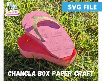 Chancla Paper SVG, Latino Paper Crafts, Chancla, Strawberry Box, Rose Box, Flower Box SVG