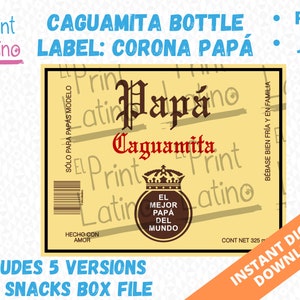 Caguamita Labels Set: Papás, Abuelo, Tio, Padrino Cajita Botanera, Vaderdagcadeau-ideeën, Dia de los Padres DIY