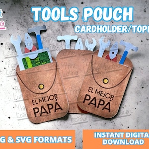 Pochette à outils pour la fête des pères, décoration pour outils, porte-cartes cadeau, impression et découpe, Día del Padre