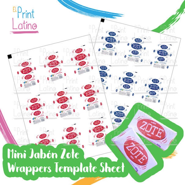 Mini Jabon 'Zote' Wrap Template - Complete your 'Lavaderitos' with this template to wrap your own mini "ZOTE" soaps.
