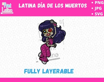 Latina Día de Los Muertos Decal, Sticker Decal, Day of the Dead, Latino Dia de Los Muertos PNG, JPG, SVG