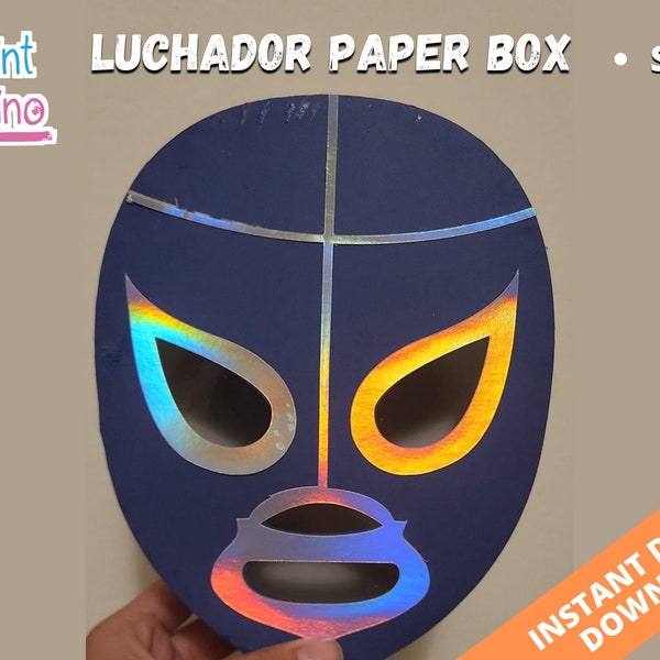 Luchador Paper Box SVG, Latino Paper Crafts, fiesta mexicana, wrestler Box, candy box, Mexican Box SVG, strawberry box, chocolates