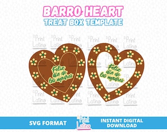 Barro Heart Box SVG, Latino Paper Crafts, Strawberry Box, Rose Box, Flower Box, Mexican Pottery Box
