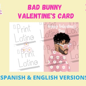 Bad Bunny Valentine Digital Download / Bad Bunny Valentine's Card, Conejo Malo, Galentine's Card, Dia del Amor, Dia de la Amistad