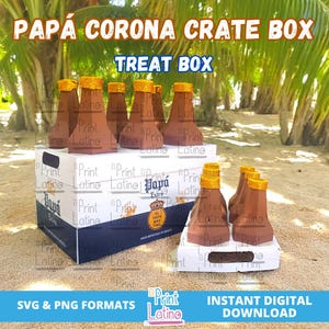 Papá Extra Corona Beer Crate Box SVG, Latino Paper Crafts, Treat Box, Snacks Box, Día del Padre gifts, Father's Day Gifts, Latino Gifts