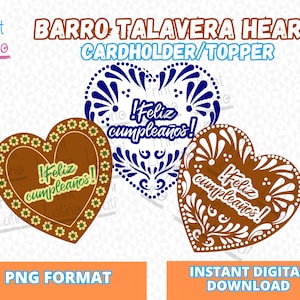 Barro Verjaardag Topper, Barro Topper, Cadeaukaarthouder, Print & Cut, Happy Birthday, Feliz cumpleaños, Talavera Topper, Eng-versie inbegrepen