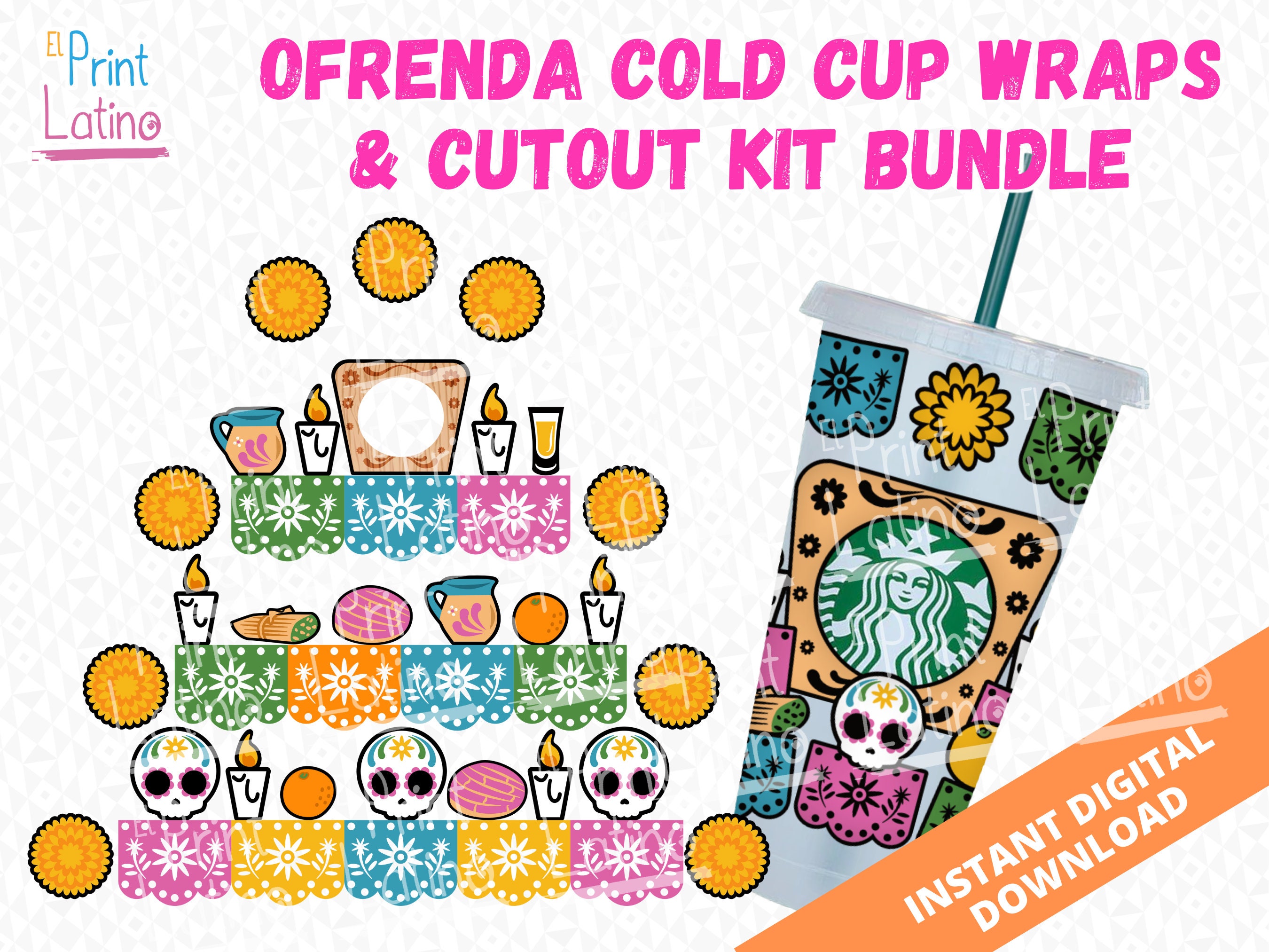 Ofrenda 24oz Cold Cup Wraps & Cutout Kit Bundle 