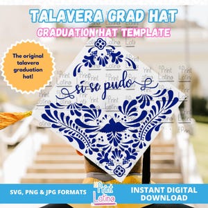 Talavera Graduation Hat - Graduation Cap Topper, Latino Inspired Grad Hat, DIY Talavera Hat, Si se pudo Grad Cap