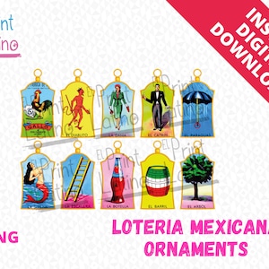 Loteria Mexicana Ornaments Template | Print and Cut | Ready to Print | Mexican Christmas | Navidad PNG