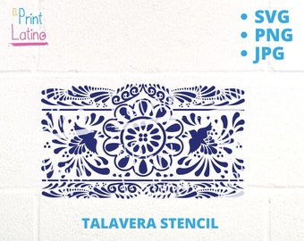 Traditional Talavera Mexican Inspired Stencil Digital Download File