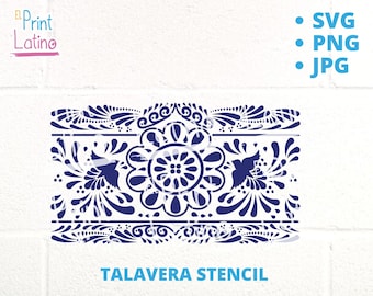 Traditional Talavera Mexican Inspired Stencil Digital Download File