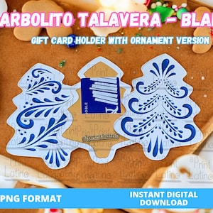 Talavera Arbolito Gift Card Holder - White Version | Christmas Paper Crafts | Navidad | Talavera Christmas Gift Card Holder