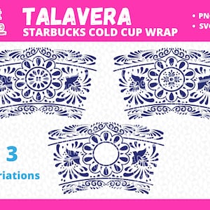 Talavera Inspired Full Wrap - 24oz Cold Cups