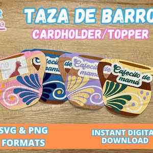 Taza de Barro, caneca de barro, porta-cartão de presente, SVG em camadas, impressão e corte, artesanato em papel latino, dia das mães mexicanas, Dia de las Madres