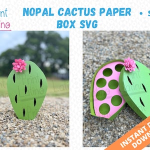 Nopal Cactus Paper Box SVG, Latino Paper Crafts, fiesta mexicana, cactus Box, snoepdoos, Mexicaanse Box SVG, aardbeidoos