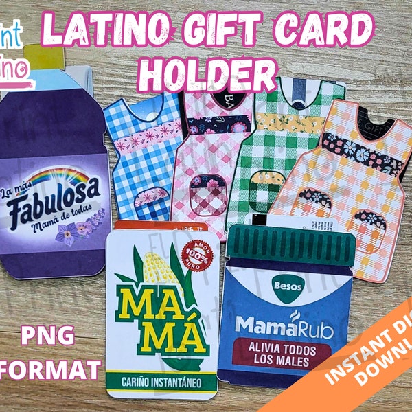 Mandil, Fabulosa, Maseca, Vaporub Gift Card Holder Bundle, Latino Paper Crafts, Mexican Mothers Day, Dia de las Madres,  Latino Mothers Day