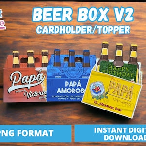 Father's Day Beer Box Cardholder, Pacifico card holder, Bud Light cardholder, Victoria card holder Gift Card Holder, Día del Padre