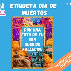Etqiueta Dia de Muertos / Día de los Muertos Ofrenda Frame / PNG, Pegatina del Día de los Muertos, Impresión, DIY