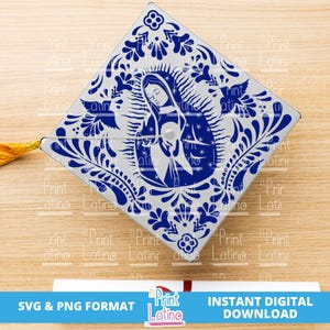 Talavera Virgencita Graduation Hat-bestand - DIY Grad Hat, Latino geïnspireerd Grad Hat, traditionele Talavera Hat, Virgencita Grad Cap