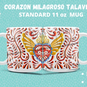 Corazon Milagroso Talavera mok | Sublimatie Latino-bestanden | Latino-kunst | Mexicaans traditioneel geïnspireerd