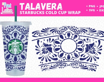 Traditional Talavera Tiles Inspired Starbucks Cup Wrap