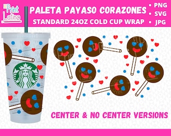 Paleta Payaso Cold Cup | Corazones Cold Cup, Starbucks and Non Starbucks Latino Valentines Day Wrap