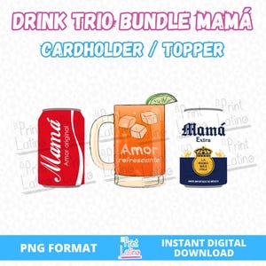 Soda and Michelada Trio, bundel cadeaukaarthouder, latino papierkunst, Mexicaanse Moederdag, Dia de las Madres, Latino Moederdag, topper