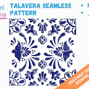 Talavera Inspired Seamless Pattern, Perfect for Sublimation, Mugs, Canvas, Blankets