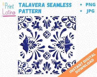Talavera Inspired Seamless Pattern, Perfect for Sublimation, Mugs, Canvas, Blankets