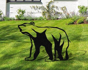 Metal bear Silhouette for Garden or Backyard | Gift for Gardener | Mama Bear | Outdoor Metal Sign