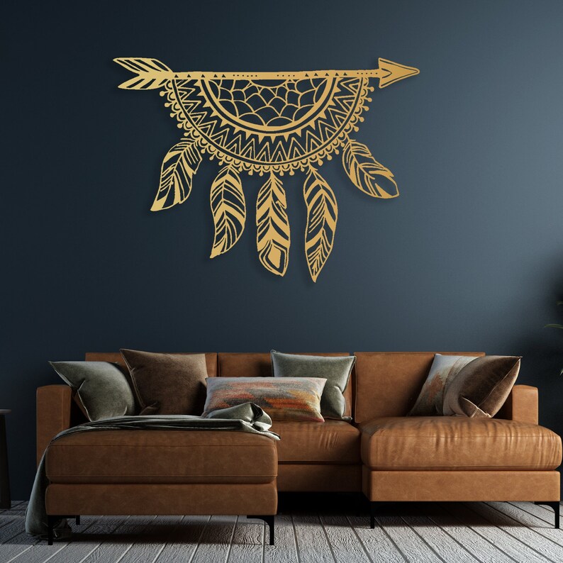 Gold Dream Catcher Wall Decor Boho Wall Art Metal Gold Wall Etsy