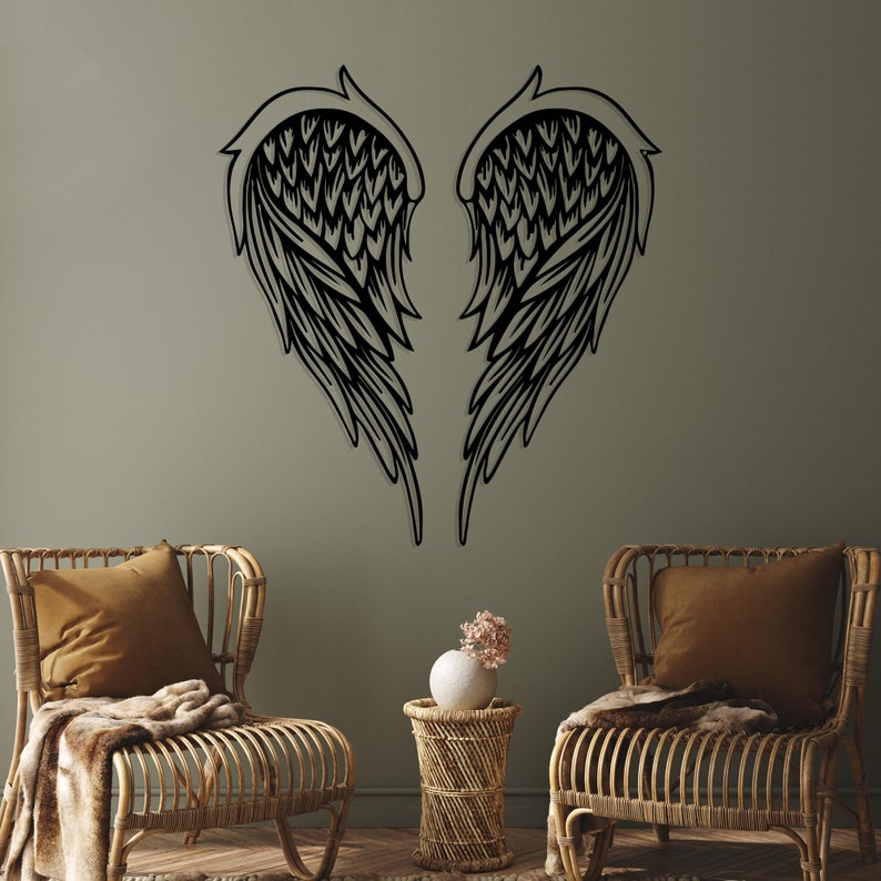 Angel Wings Metal Wall Decor Large Metal Wall Art Angel Etsy