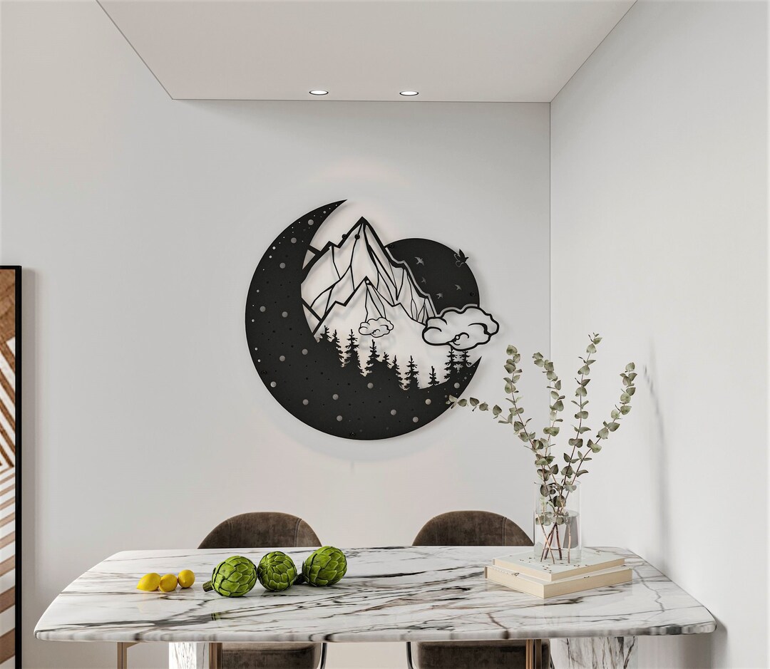 Mountain Wall Decor, Nature Metal Wall Art, Forest Design, Large Wall